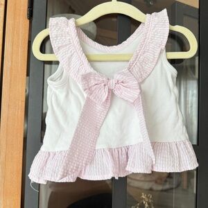 Paty inc. Bow seersucker dress tank top swing baby girl cotton
